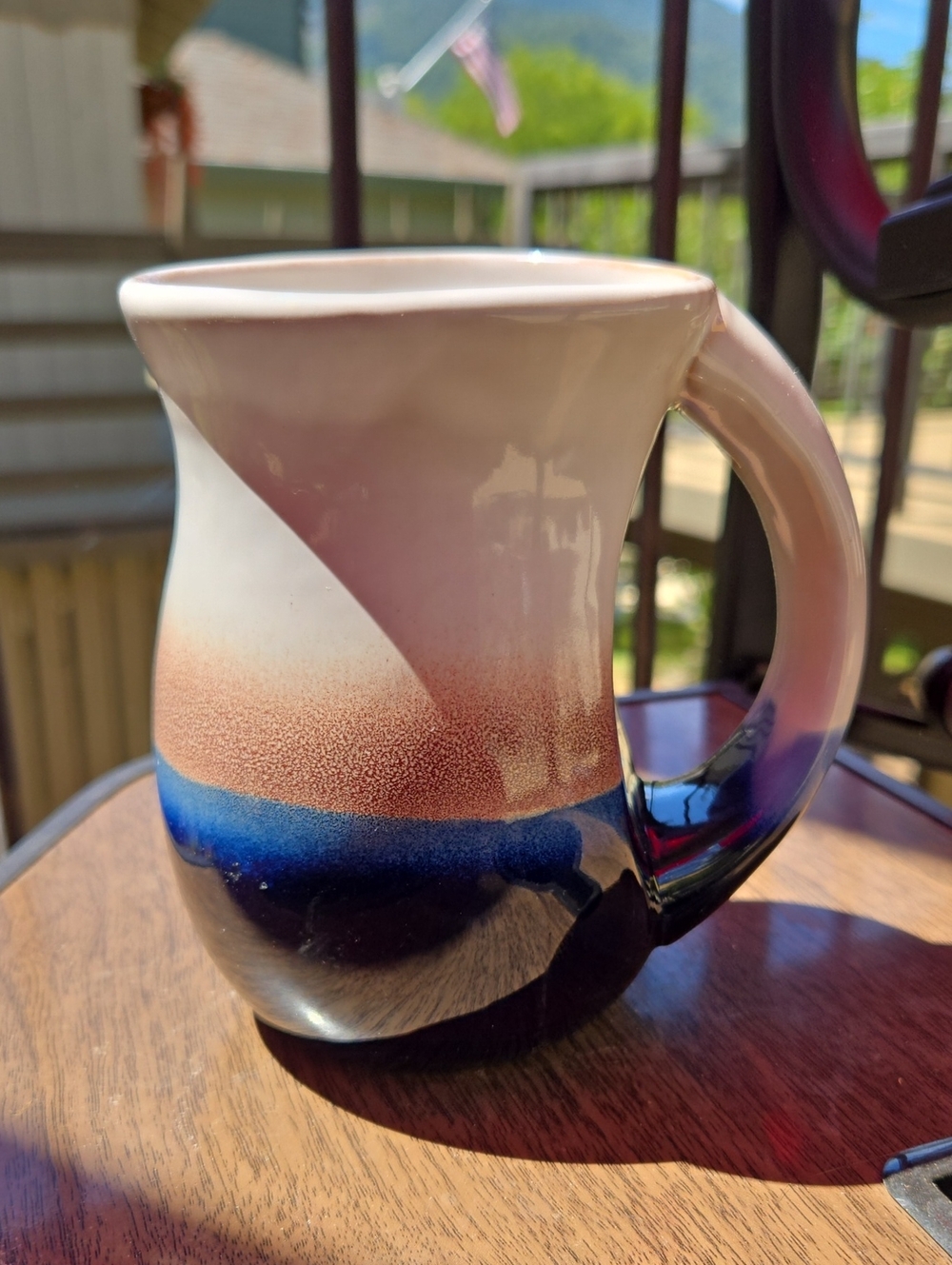 Legacy & Main Blue, Brown and Cream Glazed Ceramic Pottery Mug